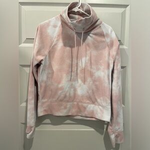 Pink & white mock neck top